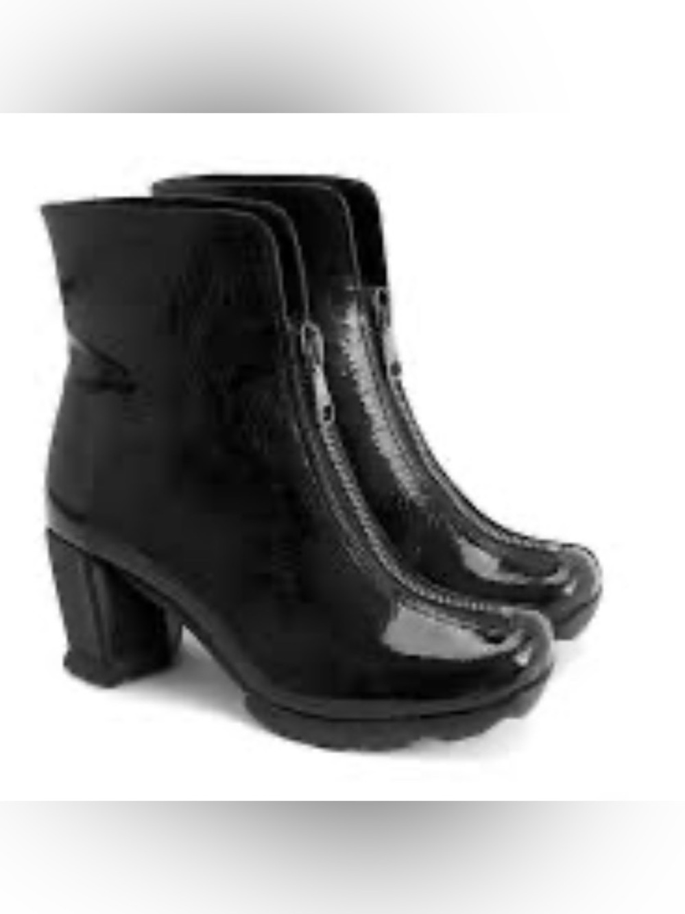 Fluevog EXCELLENT Together Hi Niki black patent leather frontzip heeled boot-7.5